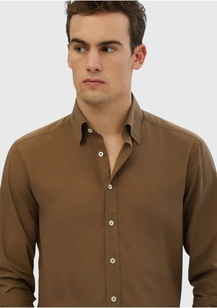 Vizon Düz Casual Fit Dokuma Casual %100 Pamuk Gömlek modelleri