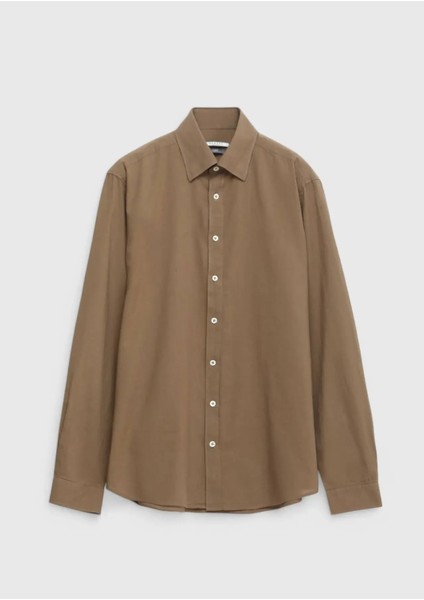 Vizon Düz Casual Fit Dokuma Casual %100 Pamuk Gömlek indirimleri