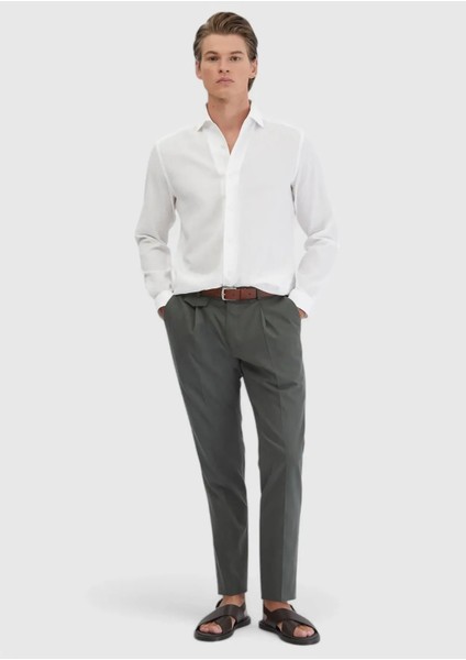 Beyaz Düz Casual Fit Dokuma Casual %100 Pamuk Gömlek fiyatları