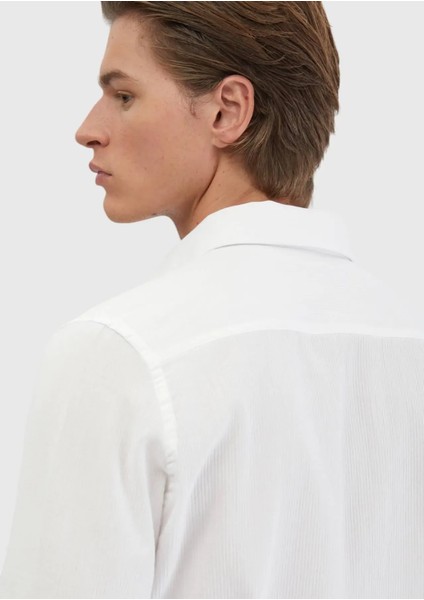 Beyaz Düz Casual Fit Dokuma Casual %100 Pamuk Gömlek indirimleri