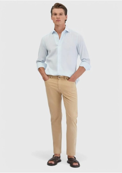 Açık Mavi Düz Casual Fit Dokuma Casual %100 Pamuk Gömlek fiyatları