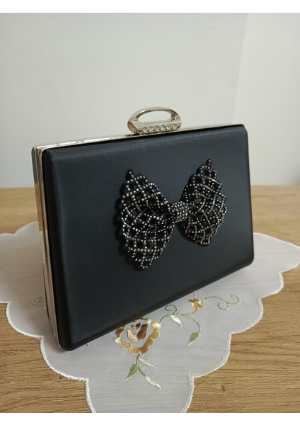 Siyah Saten Fiyonk Abiye Çanta fiyatları