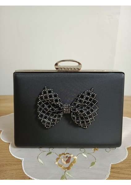 Siyah Saten Fiyonk Abiye Çanta fırsatları