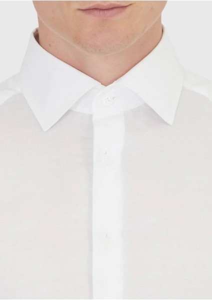 Beyaz Düz Regular Fit Dokuma Klasik Gömlek modelleri