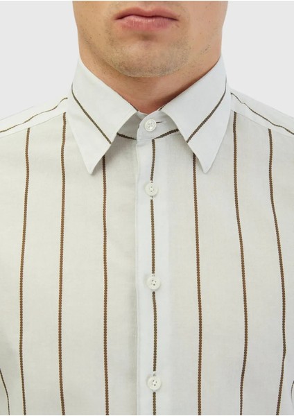 Açık Gri Baskılı Casual Fit Dokuma Casual %100 Pamuk Gömlek indirimleri