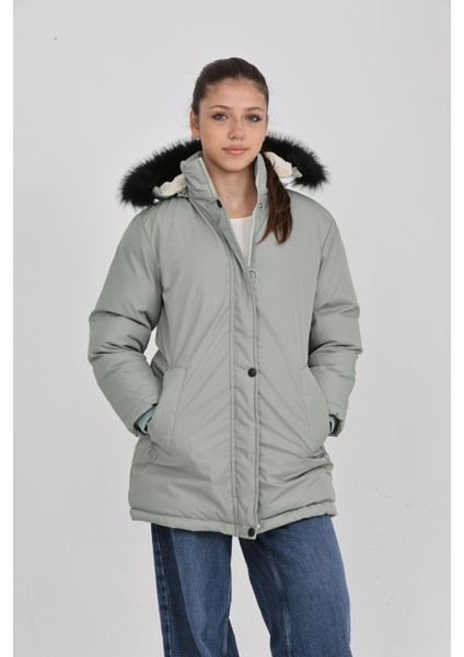 Kız Çocuk Kışlık Welsoft Astar Kalın Rahat Kalıp Çıkabilir Kapüşonlu Kaban Mont modelleri