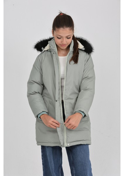 Kız Çocuk Kışlık Welsoft Astar Kalın Rahat Kalıp Çıkabilir Kapüşonlu Kaban Mont fırsatları