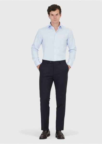 Açık Mavi Düz Regular Fit Dokuma Klasik %100 Pamuk Gömlek fiyatları