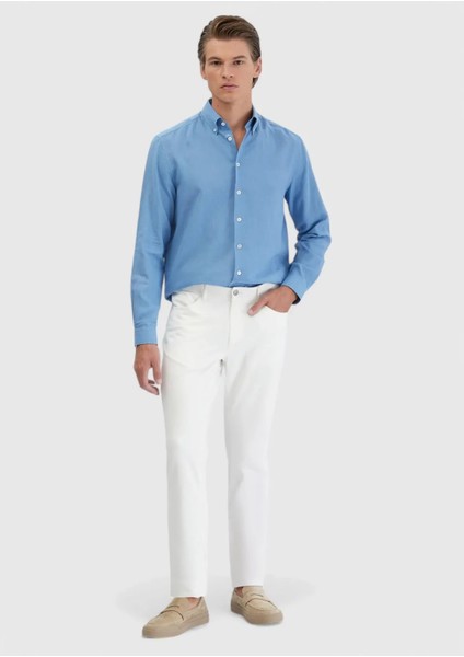 Mavi Düz Casual Fit Dokuma Casual Pamuk Karışımlı Gömlek fiyatları