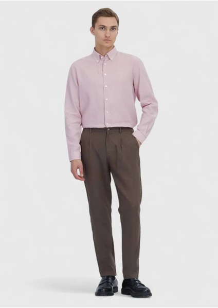 Pembe Düz Casual Fit Dokuma Casual Pamuk Karışımlı Gömlek fiyatları