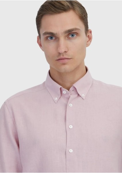 Pembe Düz Casual Fit Dokuma Casual Pamuk Karışımlı Gömlek modelleri