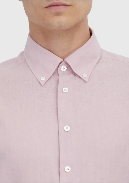 Pembe Düz Casual Fit Dokuma Casual Pamuk Karışımlı Gömlek fırsatları
