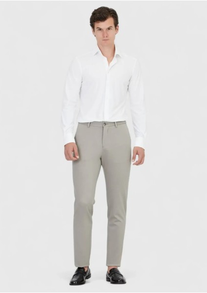 Gri Düz Örme Jogging Fit Casual Pantolon