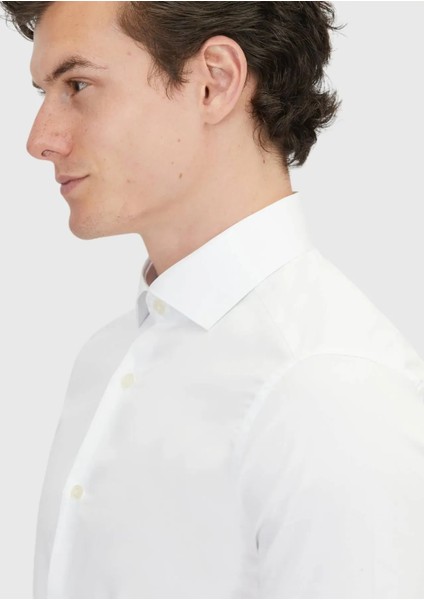 Beyaz Düz Slim Fit Dokuma Klasik %100 Pamuk Gömlek modelleri
