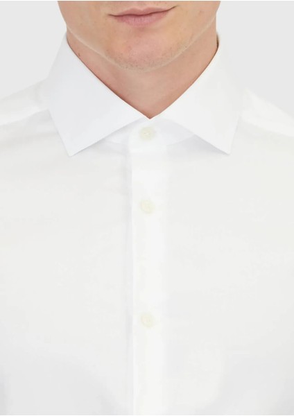 Beyaz Düz Slim Fit Dokuma Klasik %100 Pamuk Gömlek fırsatları