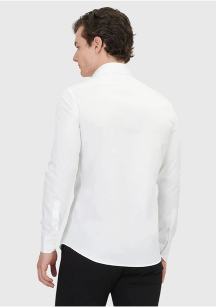 Beyaz Düz Slim Fit Dokuma Klasik %100 Pamuk Gömlek indirimleri