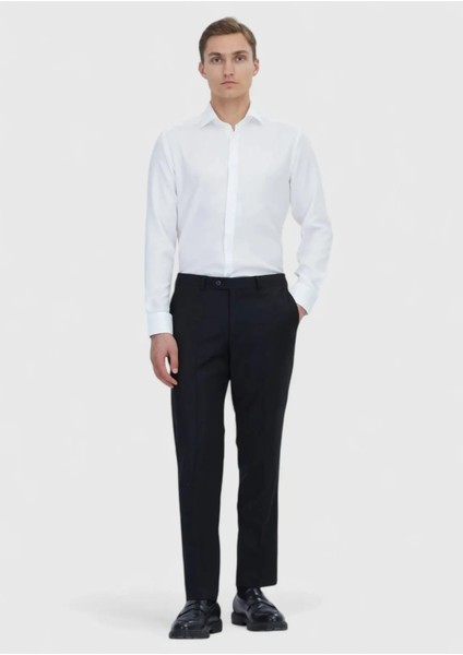 Beyaz Düz Regular Fit Dokuma Klasik Pamuk Karışımlı Gömlek fiyatları