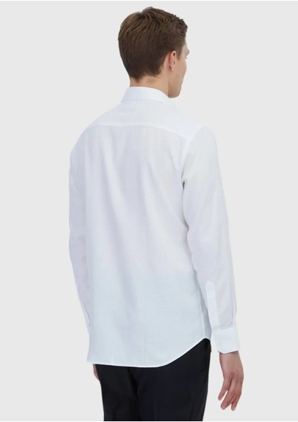 Beyaz Düz Regular Fit Dokuma Klasik Pamuk Karışımlı Gömlek indirimleri