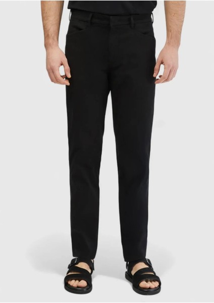 Siyah Düz Dokuma Regular Fit Casual Pamuk Karışımlı Pantolon modelleri