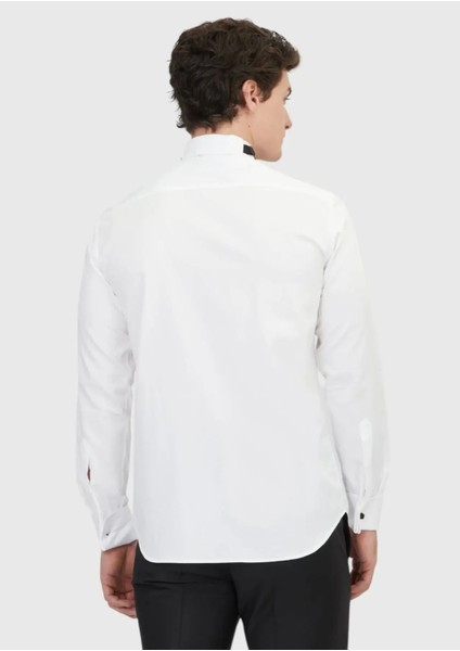 Beyaz Düz Regular Fit Duble Manşet Ata Yaka Smokin Gömlek indirimleri