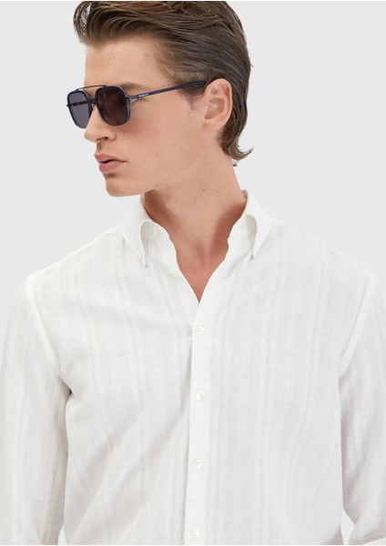 Beyaz Düz Casual Fit Dokuma Casual Pamuk Karışımlı Gömlek fırsatları