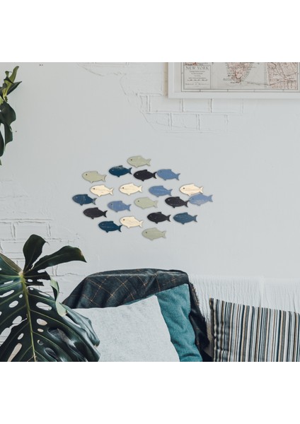 20 Parça Ahşap Balık Duvar Süsü Seti – Renkli Modern Deniz Temalı Dekoratif Aksesuar indirimleri