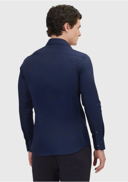 Lacivert Düz Slim Fit Dokuma Klasik %100 Pamuk Gömlek indirimleri