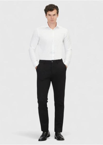 Siyah Düz Örme Jogging Fit Casual Pantolon
