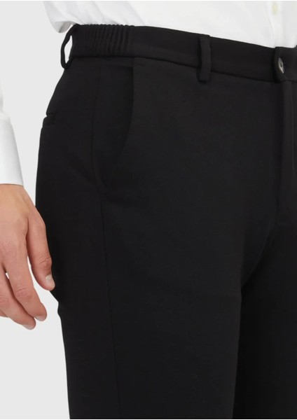 Siyah Düz Örme Jogging Fit Casual Pantolon modelleri