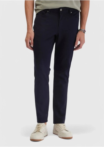 Lacivert Düz Örme Slim Fit Casual Pantolon fiyatları