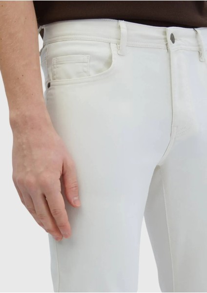 Ekru Düz Dokuma Slim Fit Casual Pamuk Karışımlı Pantolon modelleri