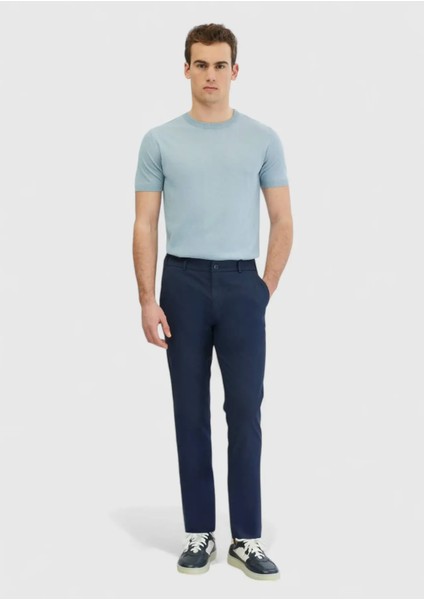 Lacivert Düz Dokuma Jogging Fit Casual Pamuk Karışımlı Pantolon