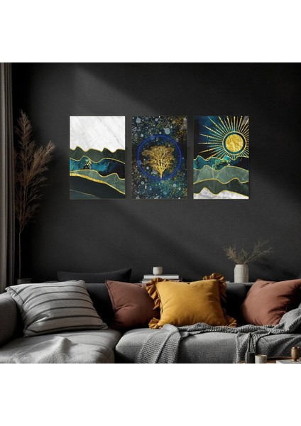 :temperli Cam Üçlü Set Tablo, Tablo, Üçlü Tablo, Uv Baskı, Cam Tablo, 3’lü Set, CUT004