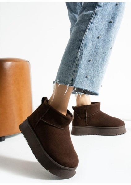 Kadın Süet Içi Tüylü Yüksek Kalın Taban Kışlık Dışarı Botu & Bootie modelleri