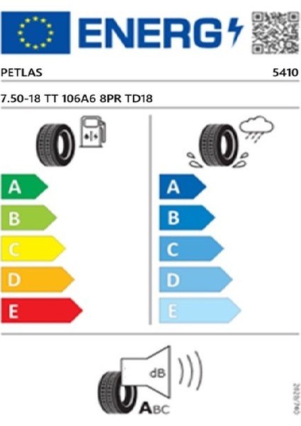 7.50-18 Tt 106A6 8pr TD18 Traktör Ön Lastiği (Üretim TARIHI:2025) fiyatları