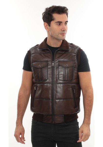 Hakiki Deri Trikolu Yelek