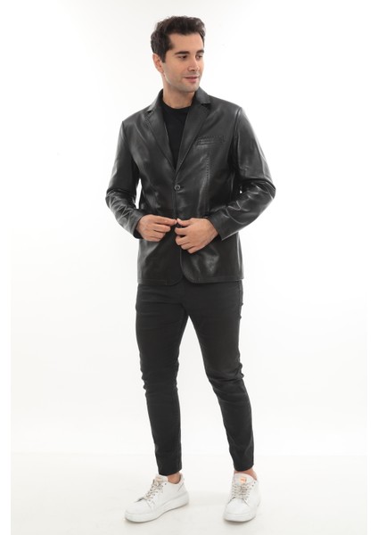 Erkek Puntolu Hakiki Deri Blazer Ceket modelleri