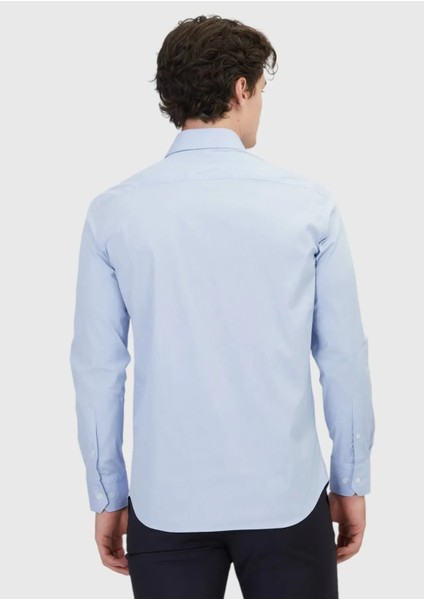 Mavi Düz Regular Fit Dokuma Klasik Pamuk Karışımlı Gömlek fırsatları