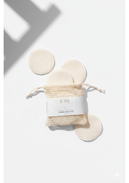 8'li Doğal Pamuk Yıkanabilir Makyaj Temizleme Pedi, Makyaj, Maske ve Yüz Temizleme Pamuğu, Yeniden Kullanılabilir