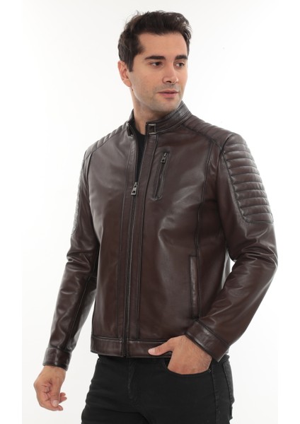 Erkek Hakiki Deri Mont - Motorcu