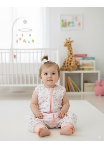 Interlok Kız Bebek Ayaklı Uyku Tulumu