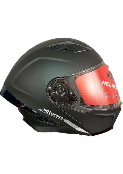 Çene Açılır Mat Gri Kask L Beden