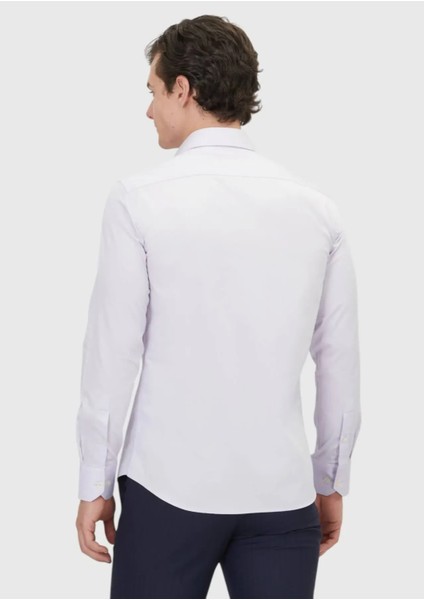 Lila Düz Slim Fit Dokuma Klasik %100 Pamuk Gömlek indirimleri