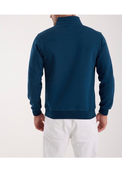 Yarım Fermuar Petrol Mavi Regular Fit modelleri