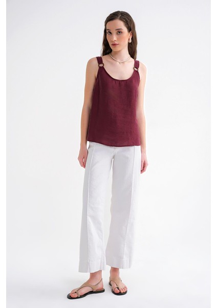 4666 Kadın Toka Detaylı Modal Bluz Bordo fiyatları