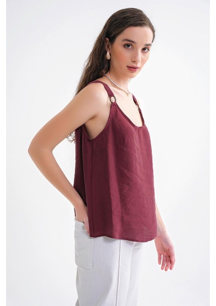 4666 Kadın Toka Detaylı Modal Bluz Bordo modelleri