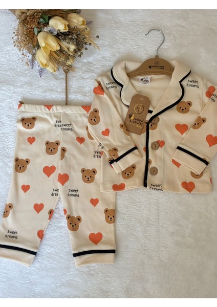 Tuem Baby Unisex Kalpli Ayıcık Baskılı Uzun Kollu Alt Beli Lastikli Pijama Takımı 6-9 Ay/ 9-12 Ay/ 12-18 Ay/ 18-24 Ay fiyatları