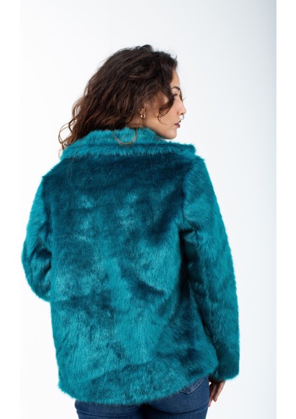 Petrol Mavisi Ingiliz Yaka Kürk Mont Ceket fiyatları