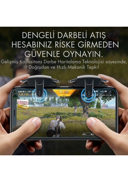 Profesyonel Yüksek Hassasiyetli 2 Adet Şarjlı Telefon Tetik Mobil Oyun Tetik Aparatı 4 Buton Nişan ve Tetik Tuşu modelleri