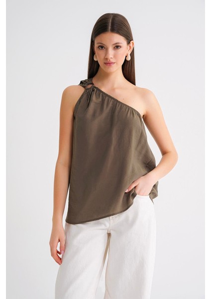 4665 Kadın Tek Omuz Askılı Bluz Haki modelleri